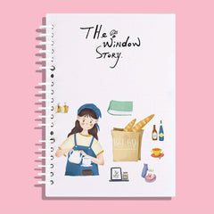 Cartoon Girl Succulent Plant Coil Book A5 Loose-leaf 60 Sheets