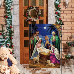 Jesus Nativity Scene Christmas Garden Flag Double Sided Winter Yard Flag