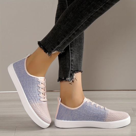 Women's Mesh Panel Slip On Sneakers Low Top Flat Shoes