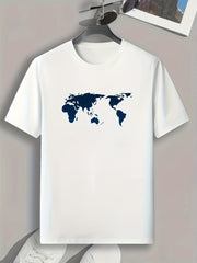 World Territory Print Men's Graphic T shirt Casual Comfy Tees For Summer