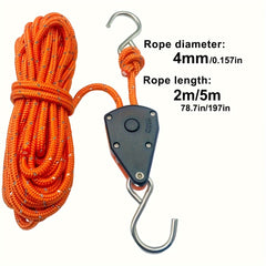 Camping Tent Tie Down Rope Tightener Fastening Pulley Ratchet Hangers