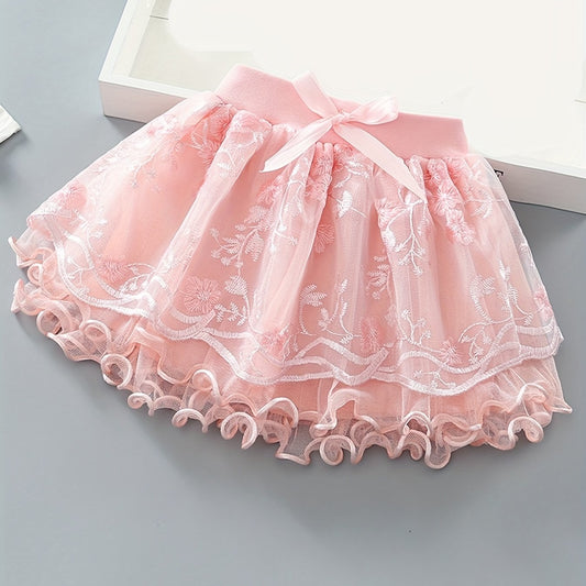 Girls Princess Bow Front Tulle Tutu Skirts Ballet Dance Party Skirt