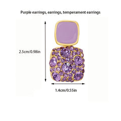 Purple Rhinestone Pendant Earrings Vintage Jewelry For Women Girls
