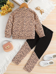 Girl's Camo 2pcs Top & Pants Set Anime Print Outfit