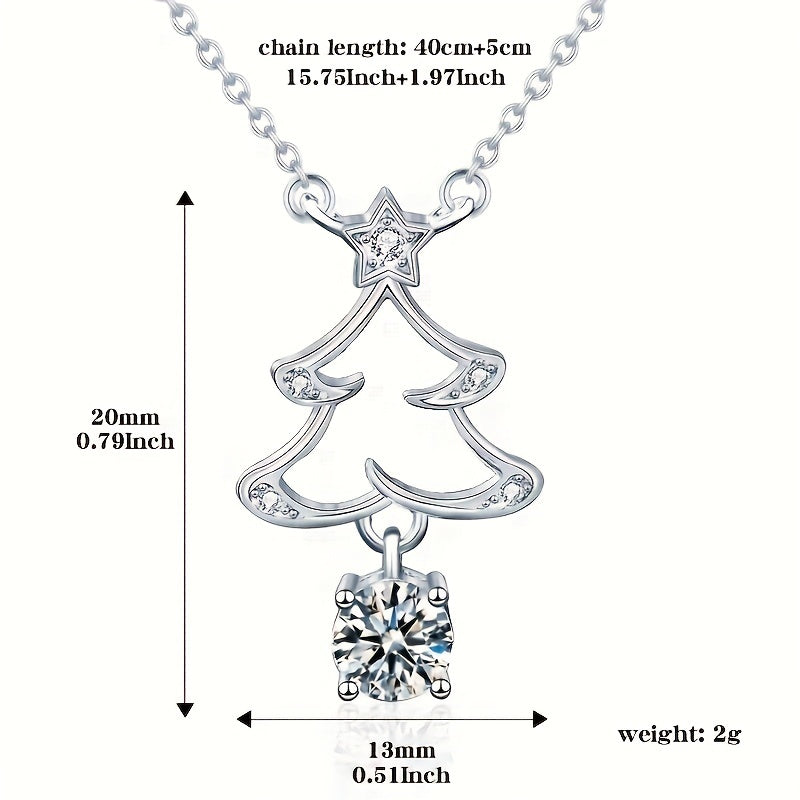 Christmas Gift Tree Pendant Necklace 925 Sterling Silver
