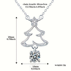 Christmas Gift Tree Pendant Necklace 925 Sterling Silver