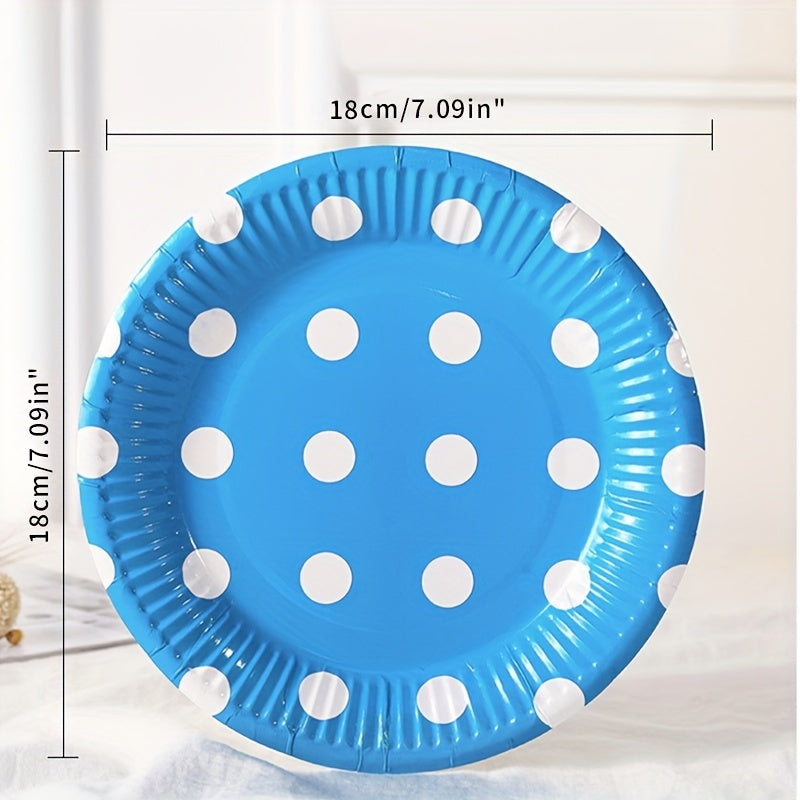 10pcs Colorful Polka Dot Paper Plates - Round Disposable Tableware