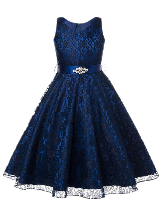 Girls Sleeveless Lace Puffy Princess Dress Wedding Flower Girls