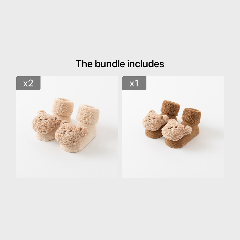 Adorable Bear Decorated Non Slip Socks for Kids