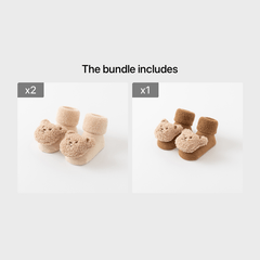 Adorable Bear Decorated Non Slip Socks for Kids