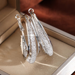 Twisted Hoop Earrings with Zircon Inlay for Pierced Ears