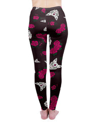 Floral & Cat Print High Waist Leggings