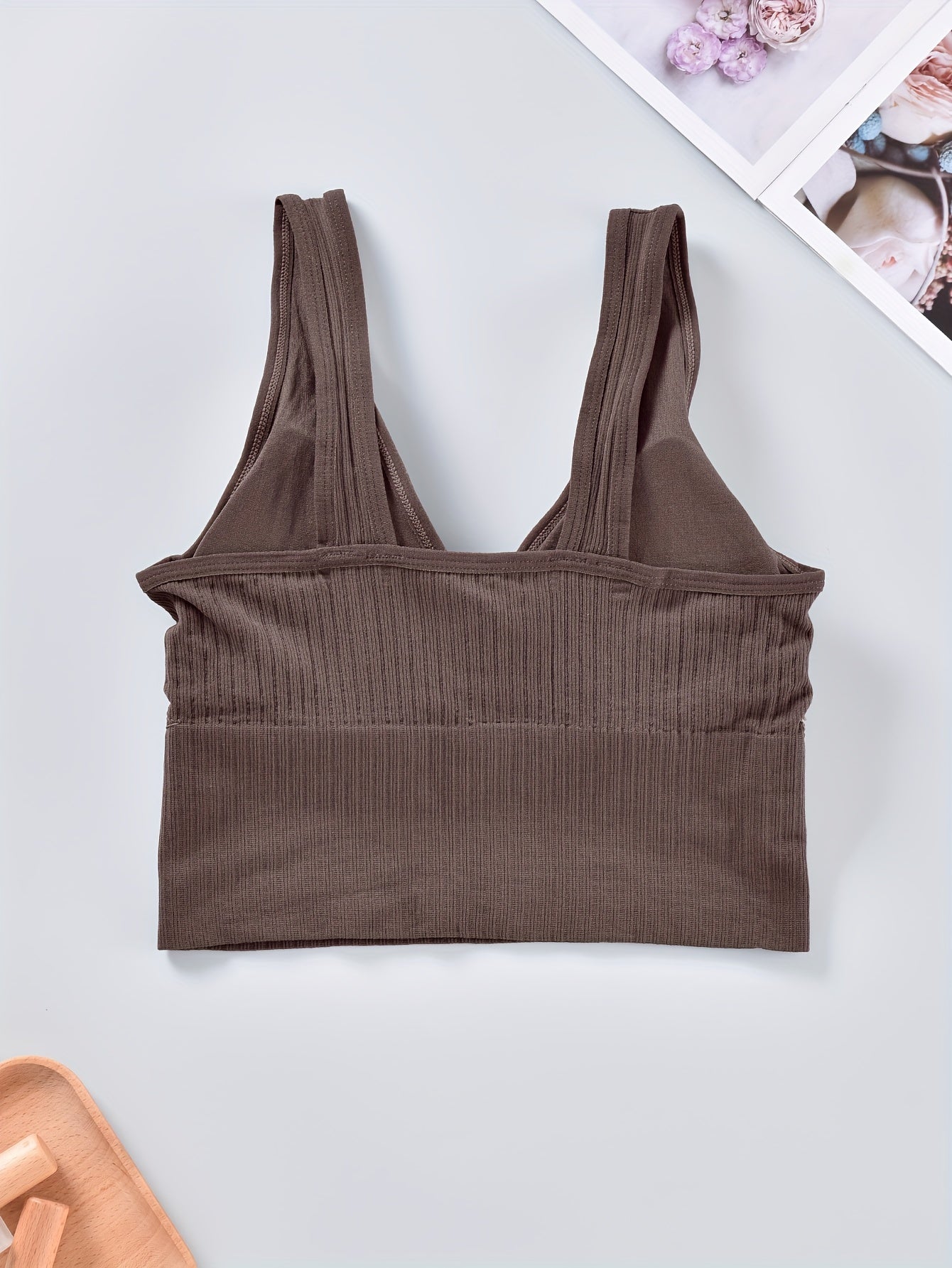 Ribbed Tank Top V Neck Sleeveless Casual Top