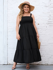  Solid Maxi Smock Cami Dress