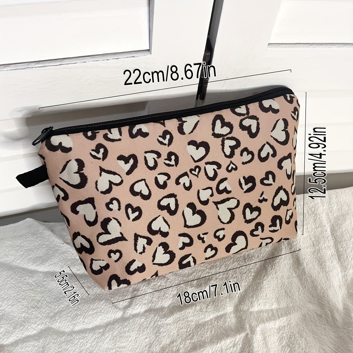 Leopard Cow Pattern Makeup Brushes Bag Cosmetic Pouch Lightweight Portable