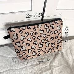 Leopard Cow Pattern Makeup Brushes Bag Cosmetic Pouch Lightweight Portable