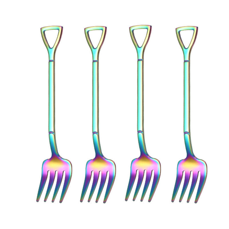 4pcs Stainless Steel Fruit Cake Dessert Forks Creative Shape Tableware