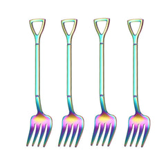 4pcs Stainless Steel Fruit Cake Dessert Forks Creative Shape Tableware
