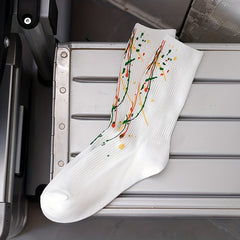 Splash Ink Print Socks Comfy & Breathable Mid Tube Stockings