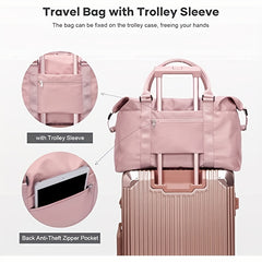 Letter Patch Solid Carry on Bag Portable Handle Zipper Travel Storage Handbag