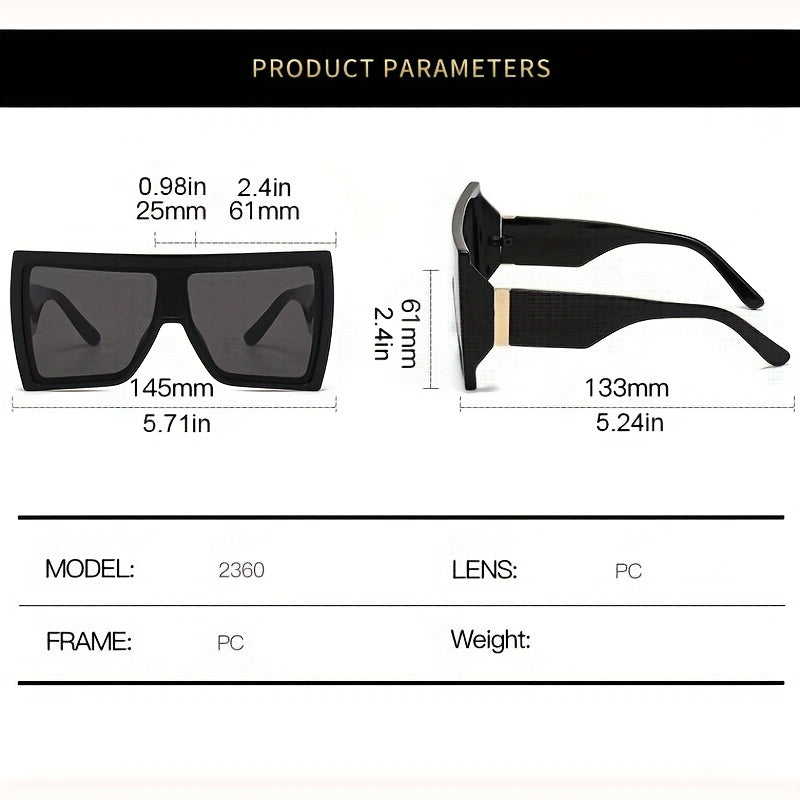 Y2K Oversized Square Sunglasses Mod Gradient UV400