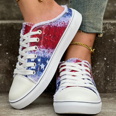 Women's Star Print Mule Sneakers Casual Lace Up Outdoor Shoes