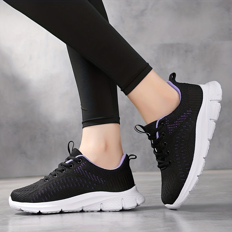 Women's Sporty Non-slip Running Shoes Lace Up Outdoor Mesh Sneakers Lightweight