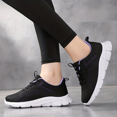 Women's Sporty Non-slip Running Shoes Lace Up Outdoor Mesh Sneakers Lightweight