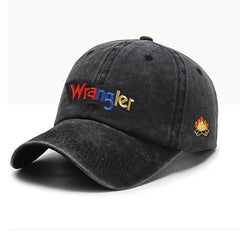 Letter Embroidery Peaked Cap Soft Top Washed Vintage Baseball Cap For Men