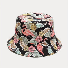 Flamingo Print Bucket Hat Lightweight Sunscreen Basin Hat