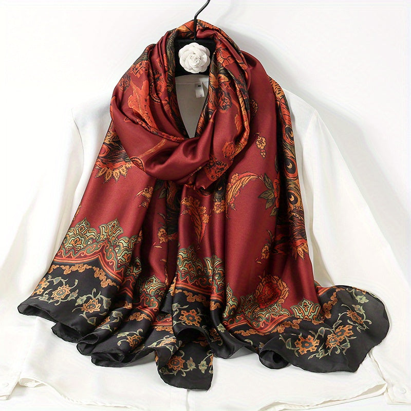 Vintage Paisley Print Scarf Satin Windproof Head Wrap