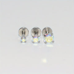 3PCS Mixed Size Opal Zircon Labret Stud Ear Piercing Jewelry