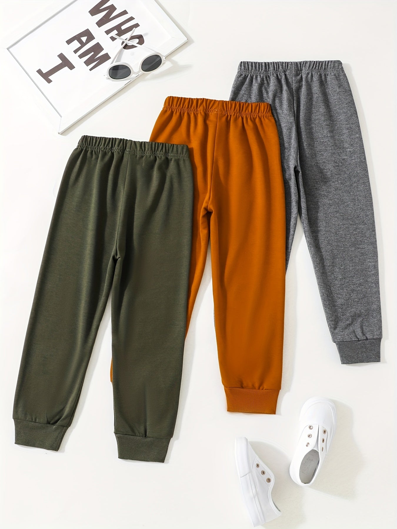3pcs Toddler Boy's Elastic Waist Sweatpants Joggers Casual Stretch Pants