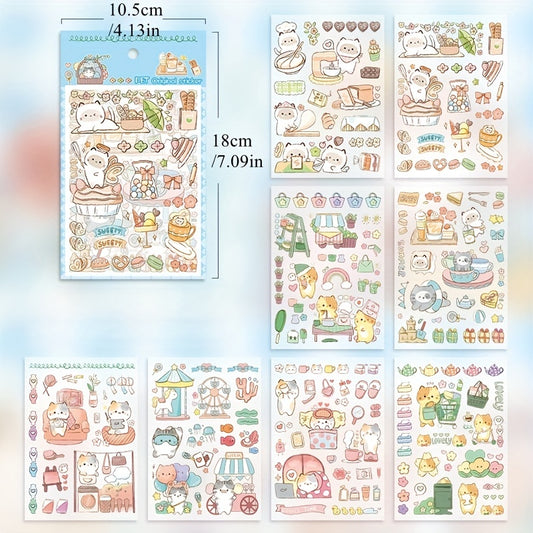 8pcs Cartoon Animal Stickers Pack Waterproof for Cup Laptop Scrapbook Notebook