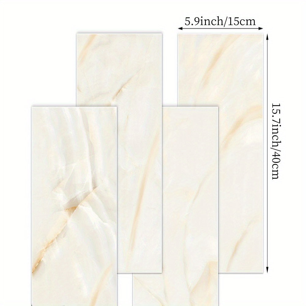 Yellow Marble Adhesive Floor Tiles Peel And Stick PVC Waterproof