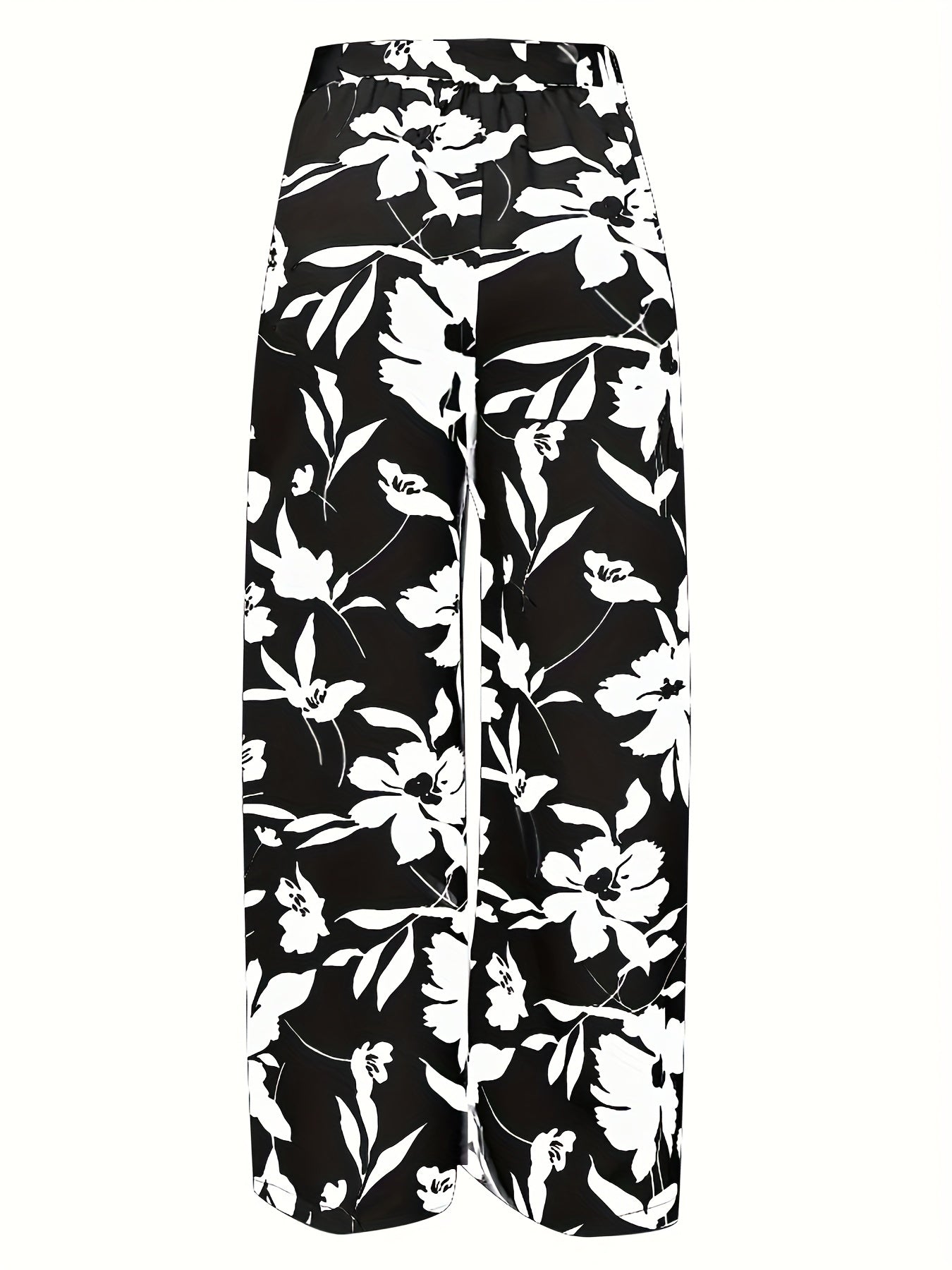 Floral Print Bow Knot High Rise Wide Leg Pants