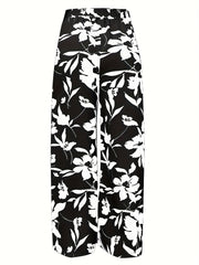 Floral Print Bow Knot High Rise Wide Leg Pants
