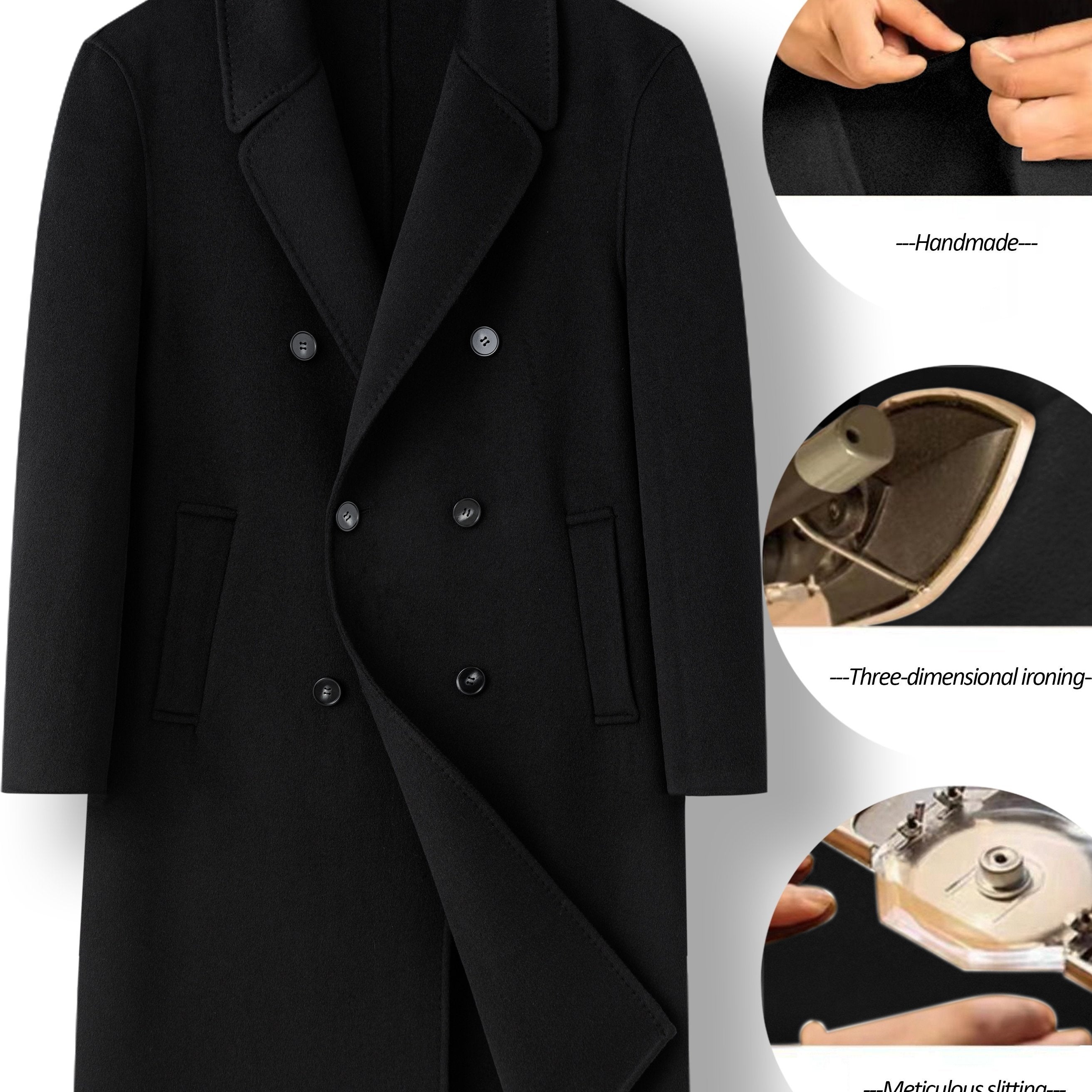 Vintage Style Wool Blend Coat Men's Overcoat for Fall Winter