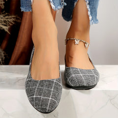 Plaid Pattern Slip On Flat Shoes for Women