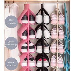 Double Side Shoe Storage Bag With Grids - Durable Organizer For Over The Door