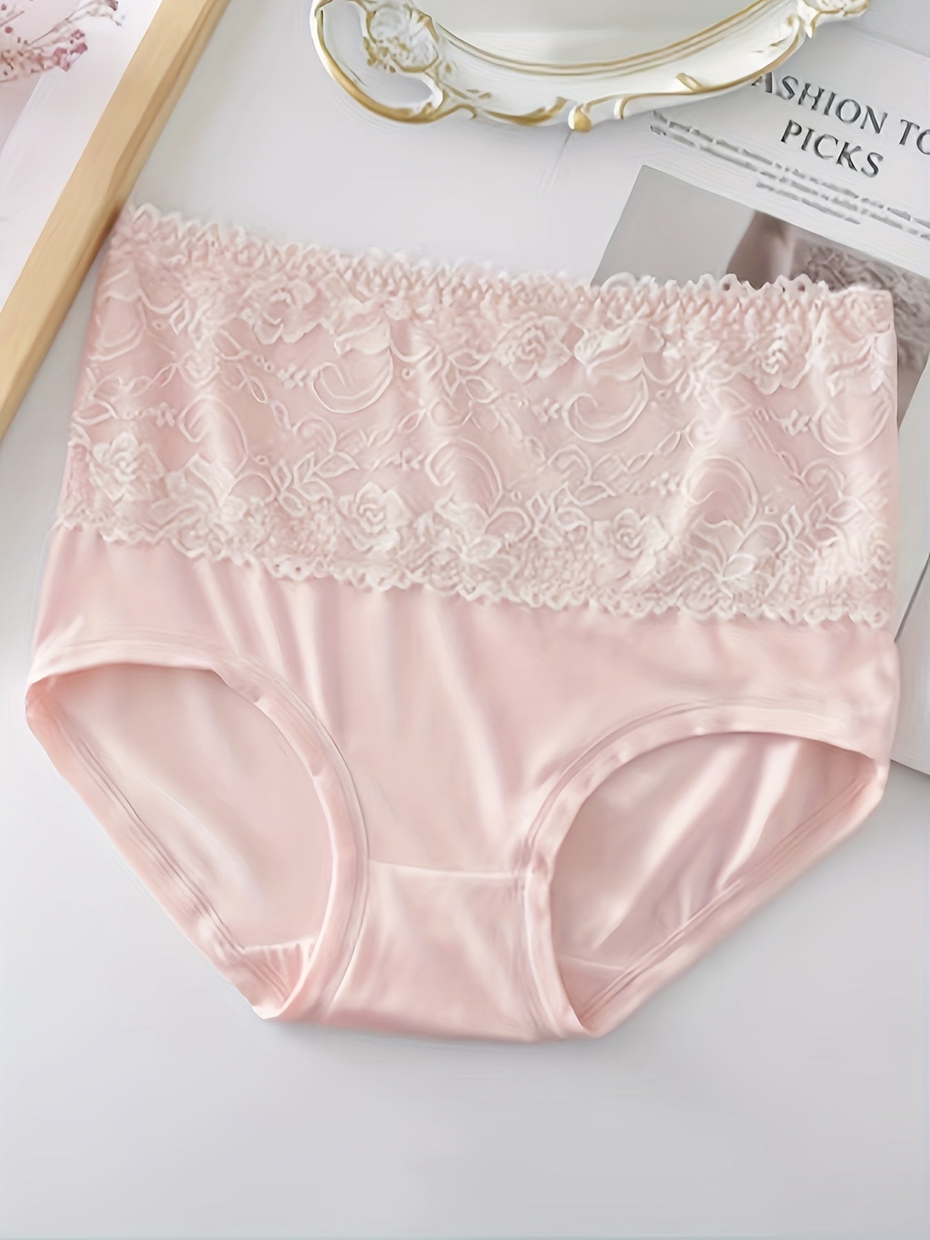 4 Pack Plus Size Lace High Waisted Comfort Panties Set