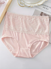 4 Pack Plus Size Lace High Waisted Comfort Panties Set