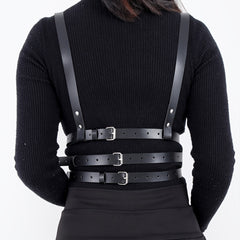 Women's PU Leather Harness Belt Gothic Body Chain Waist Belt