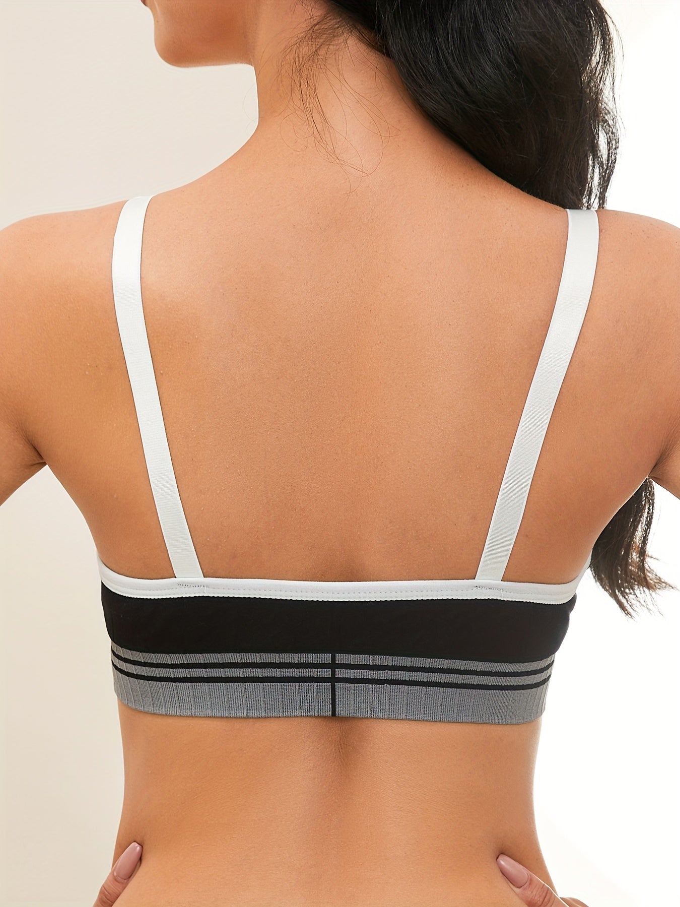 Striped Colorblock Wireless Bra Stretch Intimates Women's Lingerie