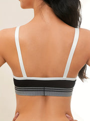 Striped Colorblock Wireless Bra Stretch Intimates Women's Lingerie