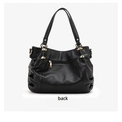 Women's Leather Handbag with Golden Hardware and Removable Strap