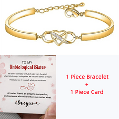 Heart Infinity Bangle for Sister, CZ Decor, Gift Card, Friendship