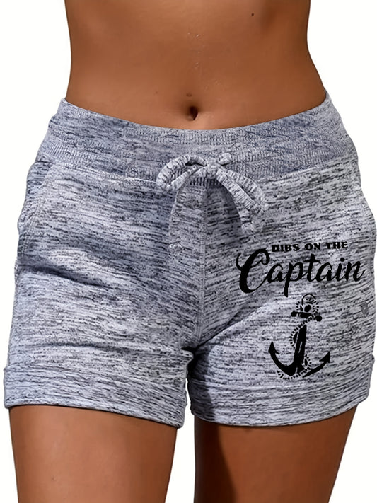 Anchor Print Drawstring Shorts Women's Casual Shorts
