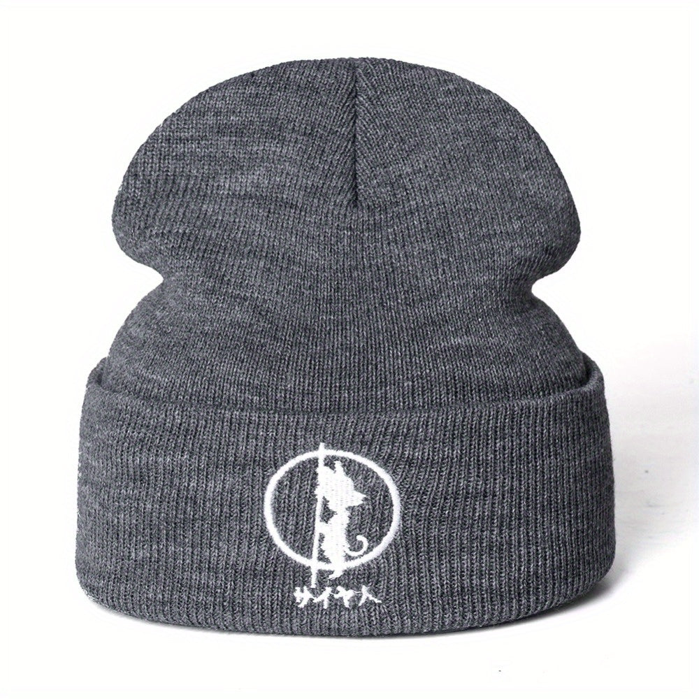 Embroidery Anime Cartoon Beanie Hat Knitted Warm Winter Hats