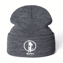 Embroidery Anime Cartoon Beanie Hat Knitted Warm Winter Hats